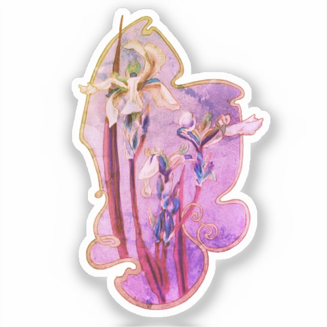 Pegatina Arte Floral Azul Iris (Anverso)