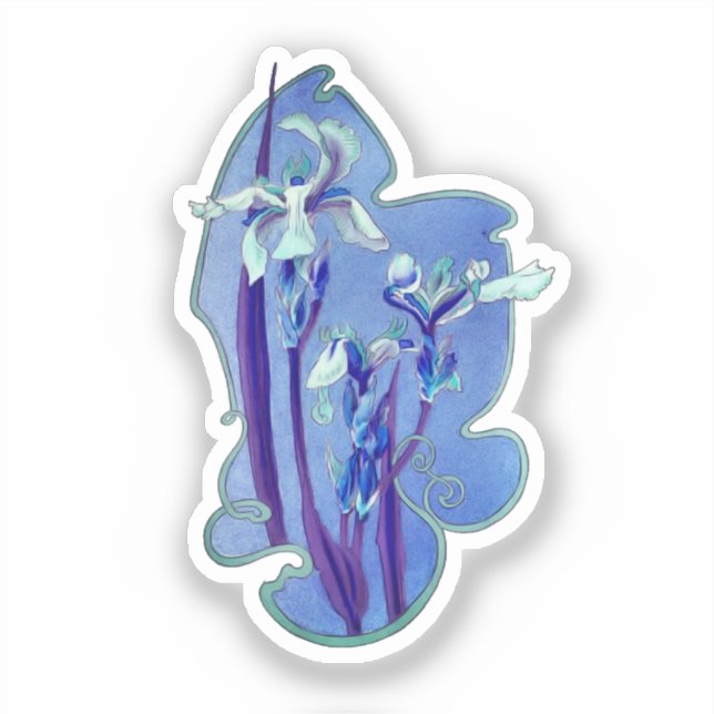 Pegatina Arte floral Blue Iris (Anverso)
