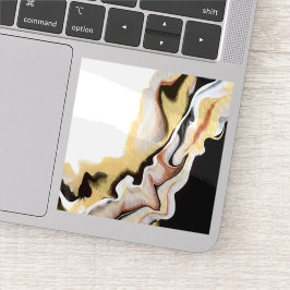 Pegatina Arte fluido abstracto de oro negro y blanco Alliga