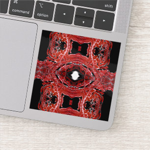 Pegatina Arte fluido abstracto laberíntico rojo negro blanc