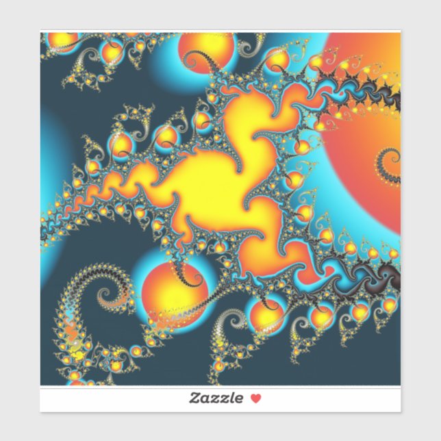 Pegatina Arte fractal con ráfagas de fuego (Hoja)