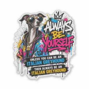 Pegatina Arte fresco de streetwear con grafiti de galgo ita