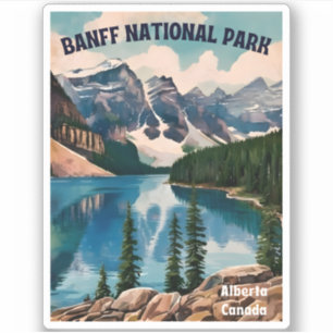 Pegatina Arte Gráfico Retro Parque Nacional Banff Viajes An