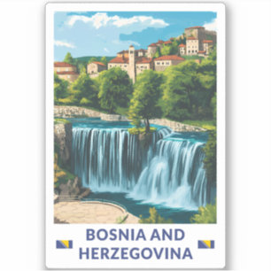 Pegatina Arte Ilustracion Jajce de Bosnia y Herzegovina