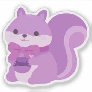 Pegatina Arte Kawaii Pastel de Ardilla Lavanda Adorable