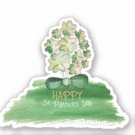 Pegatina Arte Lucky Shamrock Clover Watercolor Personalizad