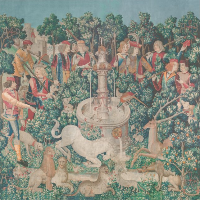 Pegatina Arte Medieval De La Caza De Unicornio - Unicornio (Anverso)