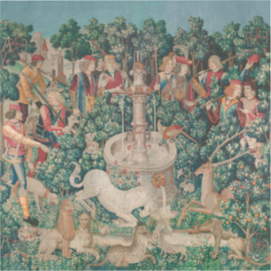 Pegatina Arte medieval Unicorn Hunt - Unicorn es encontrado