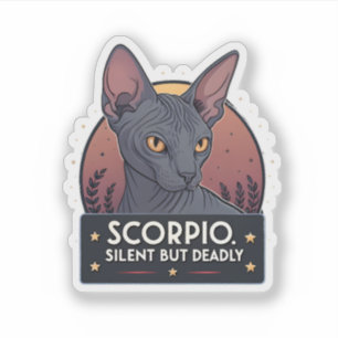 Pegatina Arte Mortal Silencioso del Gato Sphynx Zodiacal Es