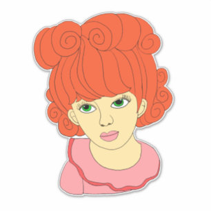 Pegatina Arte personalizado Cute Red Curly Hair Little Girl