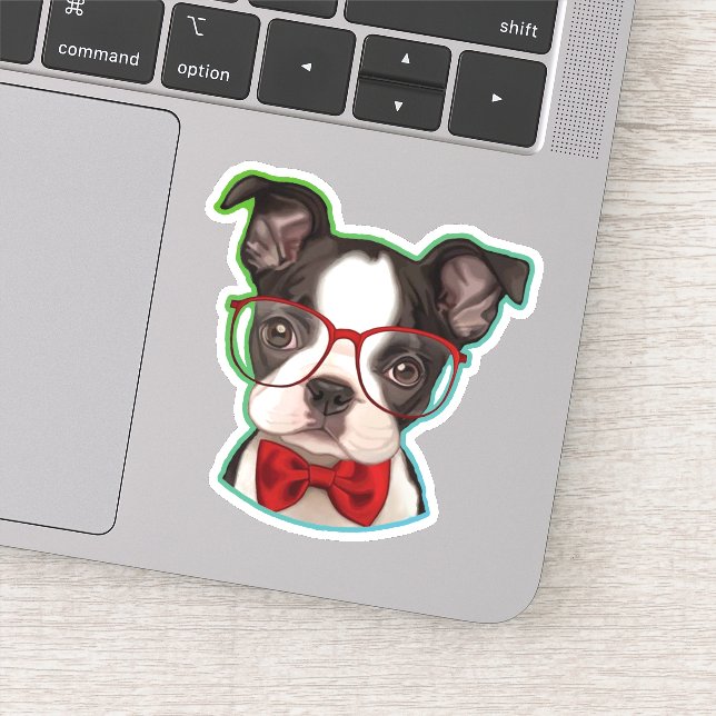 Pegatina Arte pop cutáneo Hipster Boston Terrier (Detalle)