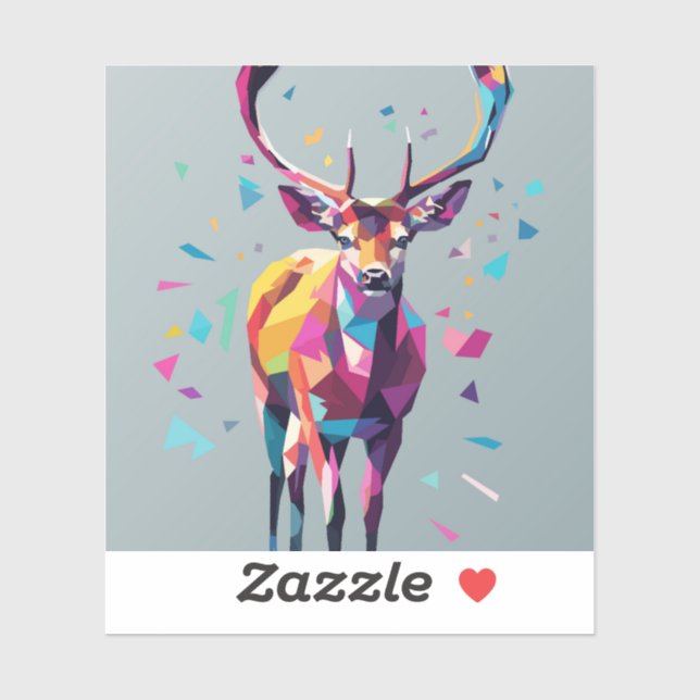 Pegatina Arte pop de ciervos (Hoja)