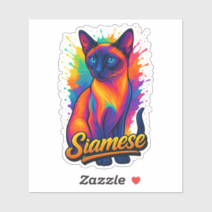 Pegatina Arte pop de gato siamés - Vibrante estilo de calle