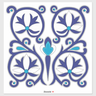 Pegatina Arte popular azul tradicional húngaro
