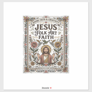 Pegatina Arte popular de Jesús Fe Jesús Arte popular Cristi