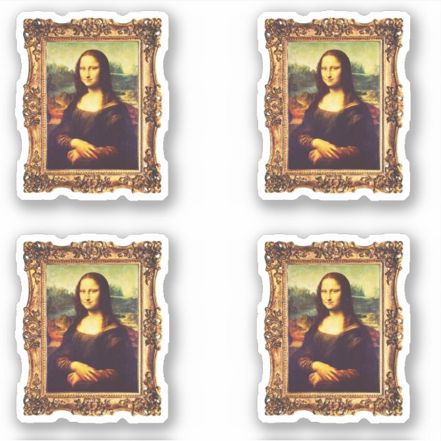 Pegatina Arte renacentista enmarcado: Mona Lisa de Da Vinci (Anverso)