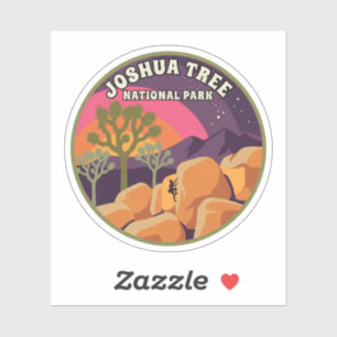 Pegatina Arte Retro de Viajes del Parque Nacional Joshua Tr