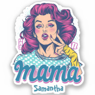 Pegatina Arte Retro Mama Pop Personalizado (11)
