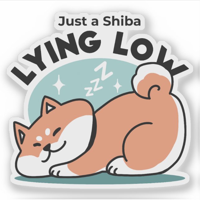 Pegatina Arte Shiba Inu relajado: Solo un Shiba bajo tierra (Anverso)
