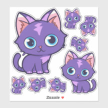 Arte vector de gato de anime púrpura