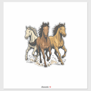 Pegatina Arte vectorial de caballos corriendo vintage_1