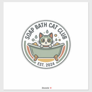 Pegatina Arte vectorial de gato de baño de jabón POD - Club