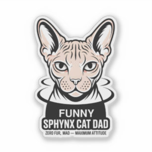 Pegatina Arte vectorial divertido de gato Sphynx papá