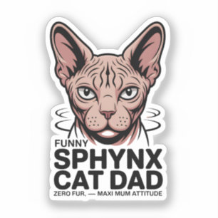 Pegatina Arte Vectorial Divertido de Padre de Gato Sphynx