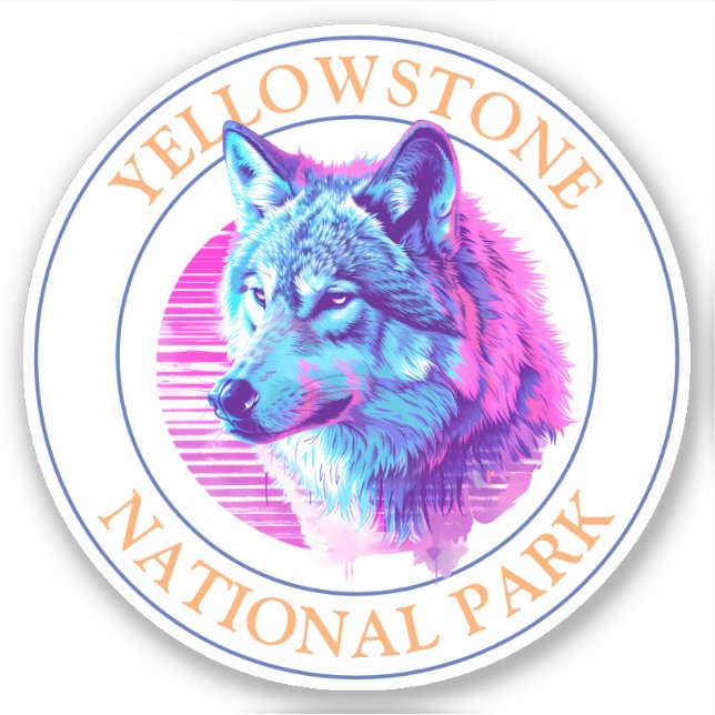 Pegatina Arte Wolf de moda, Parque Nacional Yellowstone, Ci (Anverso)