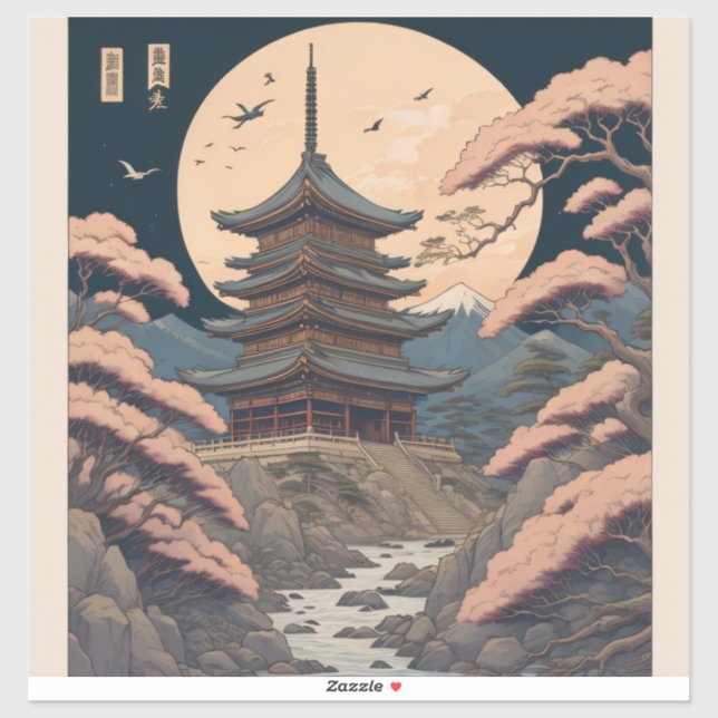 Pegatina Arte y ilustraciones de inspiración japonesa Art - (Hoja)