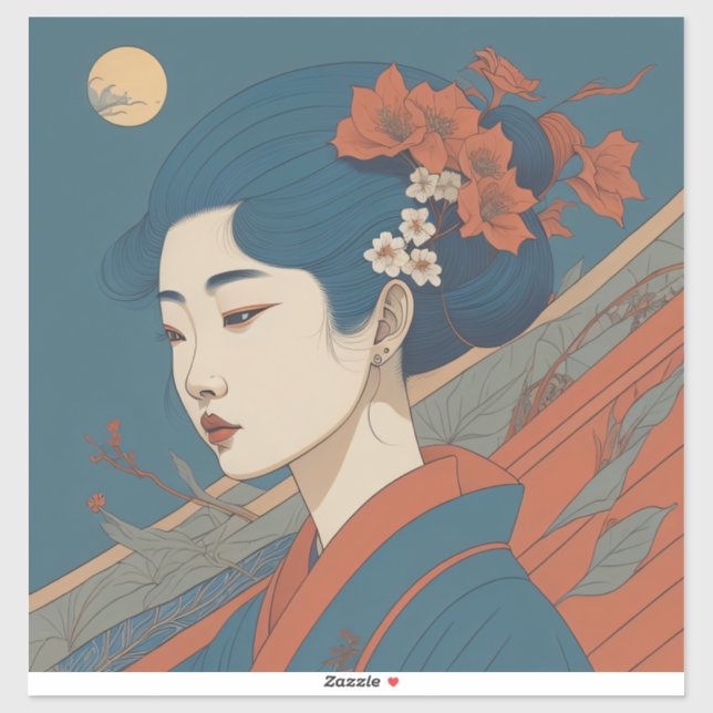 Pegatina Arte y ilustraciones de inspiración japonesa Art - (Hoja)