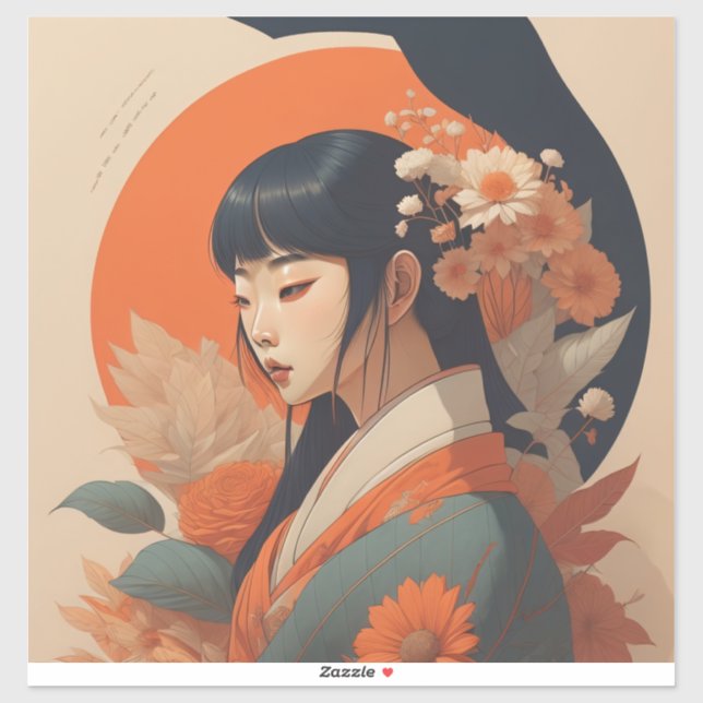 Pegatina Arte y ilustraciones de inspiración japonesa Art - (Hoja)
