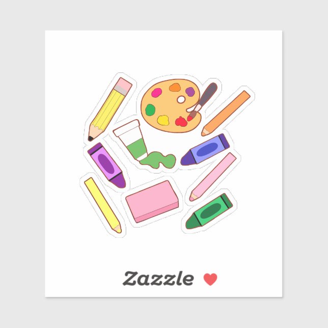 Pegatina Artículos de arte coloridos (Hoja)