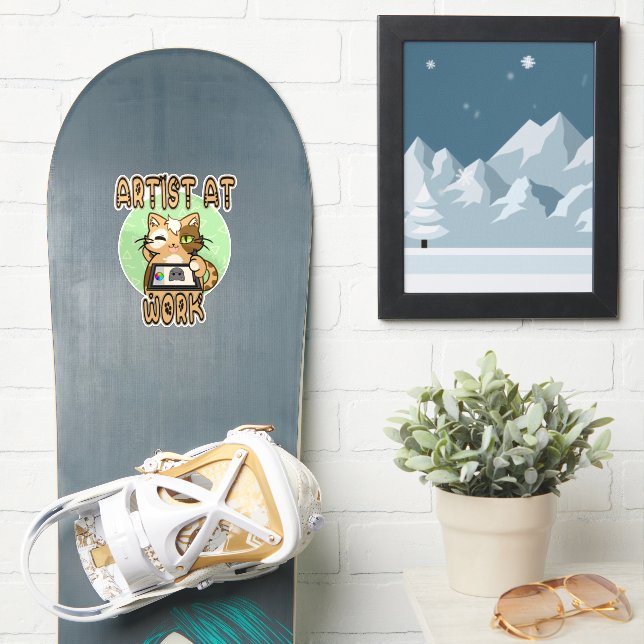 Pegatina Artist at work cute cat design (snowboard)