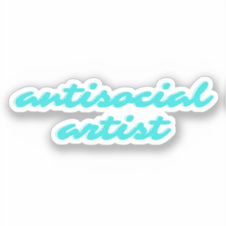 Pegatina Artista Antisocial | Cursiva Divertida Azul Acuáti