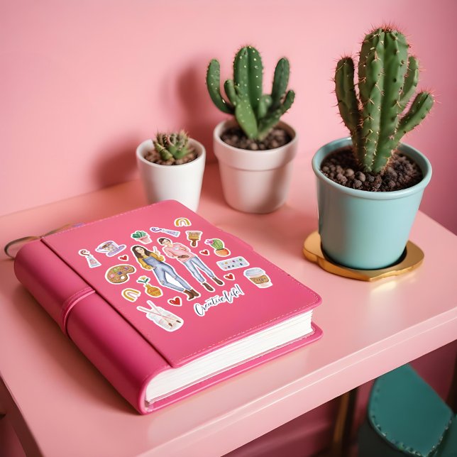 Pegatina Artista divertido creativo de vida arte suministra (Fun Artist Creative Life Art Supplies Illustration Sticker)