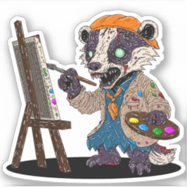 Pegatina Artista Zombie Badger