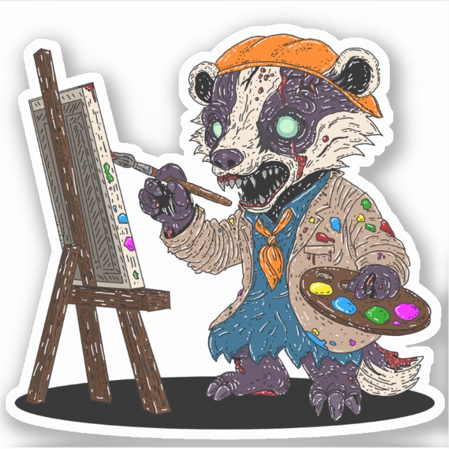 Pegatina Artista Zombie Badger (Anverso)
