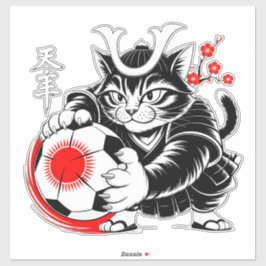 Pegatina Artistic Samurai Cat Soccer For Laptops & Cars
