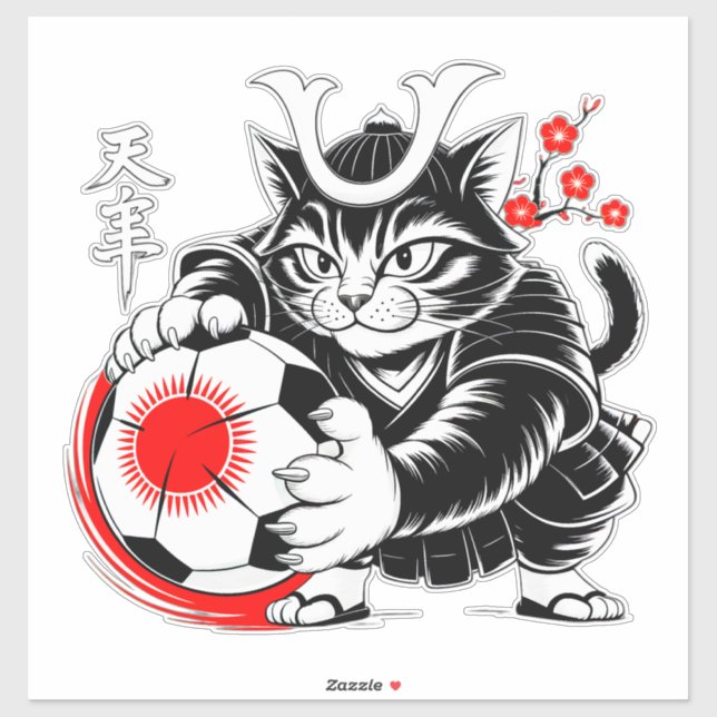 Pegatina Artistic Samurai Cat Soccer For Laptops & Cars (Hoja)