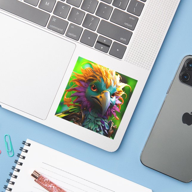 Pegatina Artsy Bird (Ordenado portátil con iPhone)