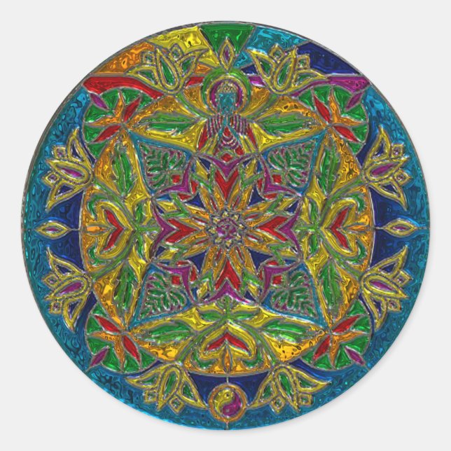 Pegatina Artsy Glassy Colorful Mandala (Anverso)