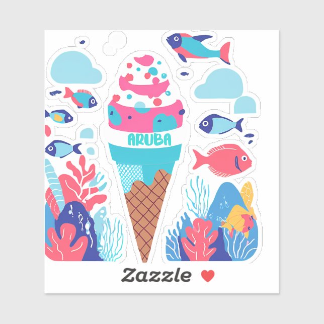 Pegatina Aruba dulce y arrecife (Hoja)