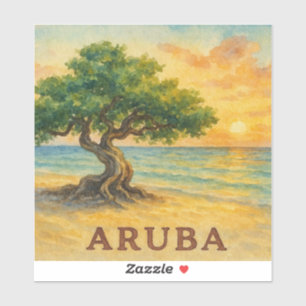 Pegatina Aruba Playa Eagle Divi Tree Hora Dorada