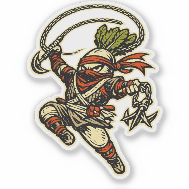 Pegatina Asaltante de Rábano — Divertido Ninja Scout de Dai (Anverso)