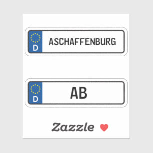 Pegatina Aschaffenburg kennzeichen, matrícula alemana de au