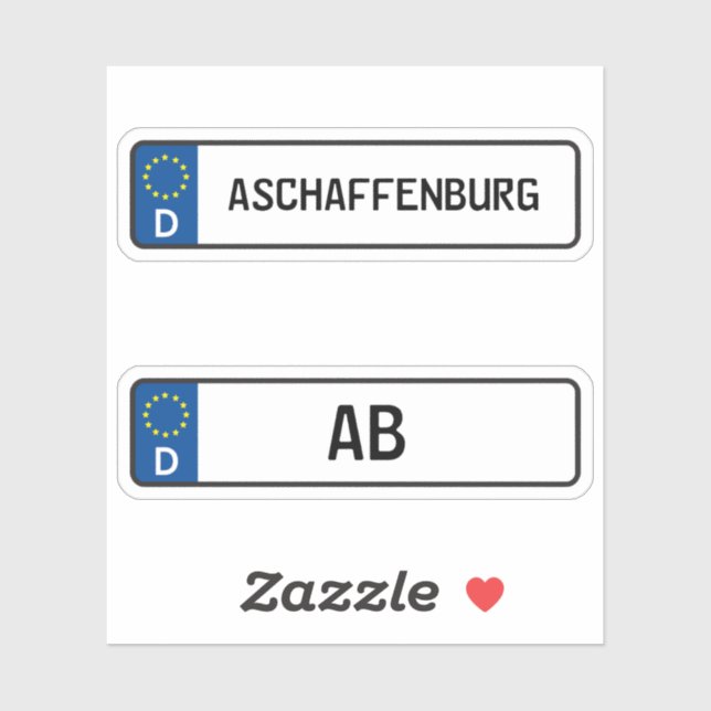 Pegatina Aschaffenburg kennzeichen, matrícula alemana de au (Hoja)
