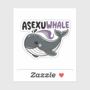Pegatina Asexuwhale" Ballena Divertida Mar LGBTQ Orgullo As