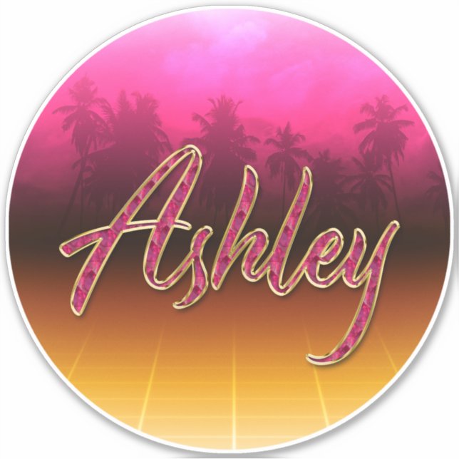 Pegatina Ashley Vorname Name golden pink Aufkleber Sticker (Anverso)