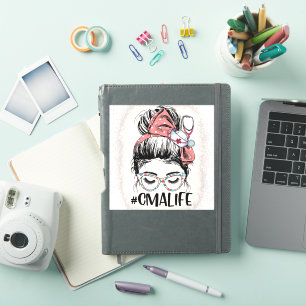 Pegatina Asistente médico certificado Messy Bun CMA Life